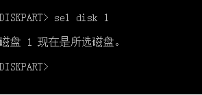输入sel disk 1