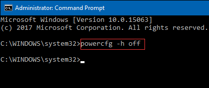 POWERCFG -H OFF